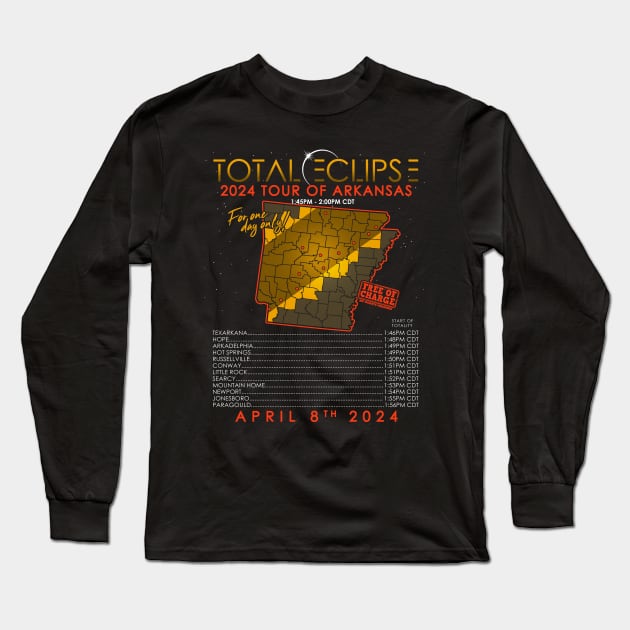 Total Solar Eclipse 2024 Tour of Arkansas Long Sleeve T-Shirt by NerdShizzle
